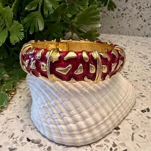 Graziano brand red Heart theme enamel bangle